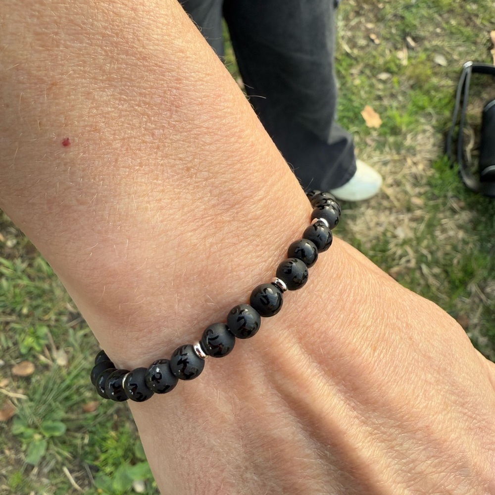 Black Beaded Protection Bracelet – Handmade
